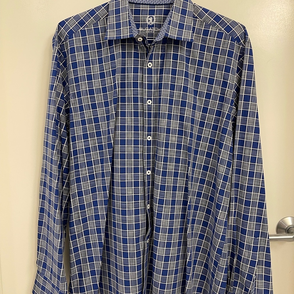 BUGATCHI Men’s Long-sleeved shirt. Classic fit. Size Large. 100% Cotton.
